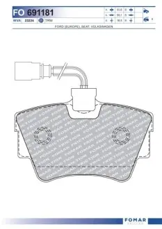 Колодки гальмівні (задні) VW T4/T5 90-15 (з датчиками) FOMAR FO 691181 Купити в Україні