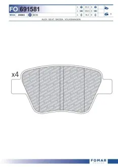 Колодки тормозные дисковые FOMAR FO 691581 Купить в Украине