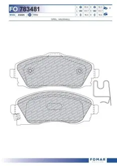 Колодки гальмівні (передні) Opel Combo 01-/Corsa C 00-09/Meriva A 03-10/Tigra 04-10 FOMAR FO783481 Купити в Україні
