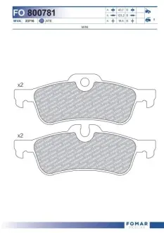 Колодки гальмівні (задні) Mini One/Cooper/Works 01-07 FOMAR FO800781