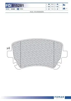 Колодки гальмівні (задні) VW T6 15 FOMAR FO 815281 Купити в Україні
