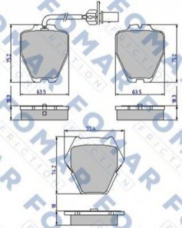 Гальмівні колодки, дискове гальмо (набір) FOMAR FO903581 (фото 1)