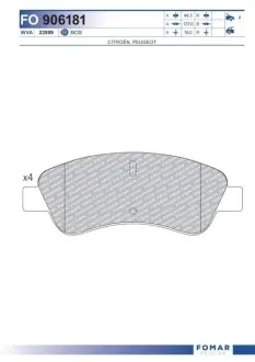 Комплект гальмівних колодок (передніх) Citroen C2/C4 04-/C3 09-/Berlingo/Peugeot 206/307 96-/207 06-/208 12 FOMAR FO 906181 Купити в Україні