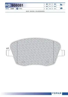 Колодки гальмівні (передні) Seat Cordoba/Ibiza IV/VW Polo/Skoda Fabia 99-15/Roomster 06-15 FOMAR FO 908081 Купити в Україні