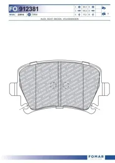 Колодки гальмівні (задні) VW Caddy 03-15 FOMAR FO 912381 Купити в Україні