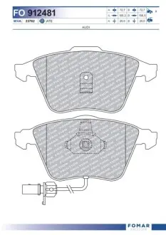 Колодки гальмівні (передні) Audi A6 97-05 (+датчики) FOMAR FO 912481 Купити в Україні