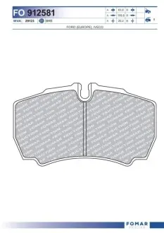Колодки гальмівні (задні) Iveco Daily III-VI 99- (Brembo) FOMAR FO 912581 Купити в Україні