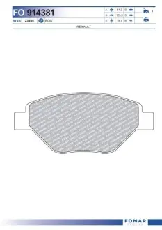 Колодки гальмівні (передні) Renault Megane II 03 FOMAR FO914381 Купити в Україні