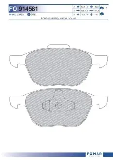 Колодки гальмівні (передні) Ford C-Max/Focus/Mazda 3/5 03 FOMAR FO 914581 Купити в Україні
