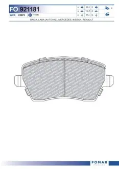 Колодки тормозные дисковые FOMAR FO 921181 Купить в Украине