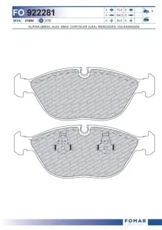 Колодки гальмівні (передні) Audi A8/BMW 7 (E38)/VW Golf IV 94 FOMAR FO 922281 Купити в Україні