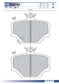 Колодки гальмівні (передні) Smart Fortwo/Cabrio/City-Coupe 98- (Bosch) FOMAR FO 928781 Купити в Україні