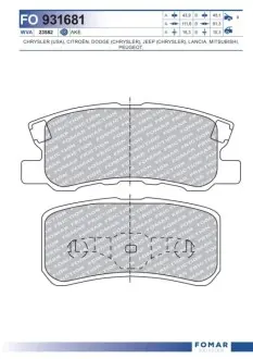 Колодки гальмівні (задні) Citroen C4 Aircross/Mazda 6/Mitsubishi Outlander III/Peugeot 4008 12 FOMAR FO 931681 Купити в Україні