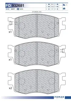 Колодки гальмівні (передні) Kia Rio II 05-/Hyundai i20 08-15/Accent 05-10 FOMAR FO 932681 Купити в Україні