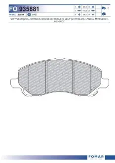 Колодки гальмівні (передні) Citroen C4/Peugeot 4008 12-/Mitsubishi Lancer/Outlander 03-/Jeep/Dodge FOMAR FO 935881 Купити в Україні