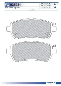 Колодки гальмівні (передні) Suzuki Swift 10 FOMAR FO 935981 Купити в Україні