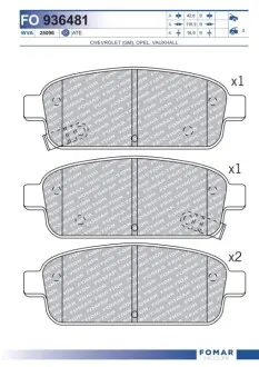 Колодки гальмівні (задні) Opel Astra J 09 - R16 (Ate) FOMAR FO 936481 Купити в Україні