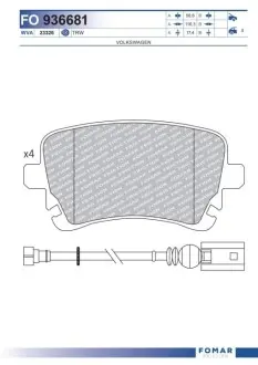 Колодки гальмівні (задні) VW T5 03- (Lucas) (з датчиком) FOMAR FO 936681 Купити в Україні