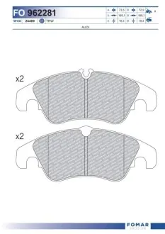 Колодки гальмівні (передні) Audi A6/A7/Q5 08 FOMAR FO 962281 Купити в Україні
