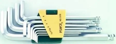 Набір ключів подовжених Г-подібних НЕХ 1.5,2,2.5,3,4,5,6,7,8,10,12мм з шаром FORCE 5116LB