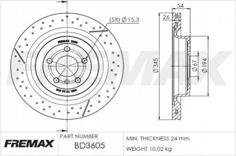 Тормозной диск FREMAX BD3605
