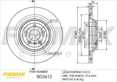 Диск гальмівний FREMAX BD-3612 (фото 1)