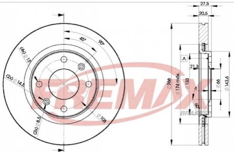 Диск тормозной, 96- (266x20.5mm) FREMAX BD4697