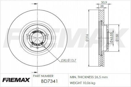 Тормозной диск FREMAX BD7341