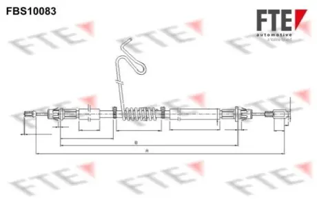 Трос ручника (задній) (L) Ford Transit (V347) 06-14 (1532/1332mm) FTE FBS10083