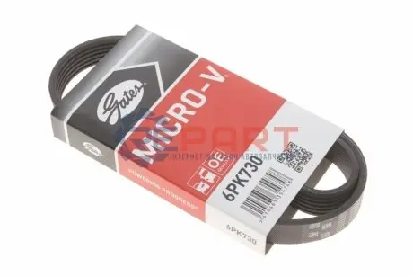 Ремінь генератора Citroen Berlingo/Fiat Ducato 1.9 D/TD 96-03 Gates 6PK730 Купити в Україні