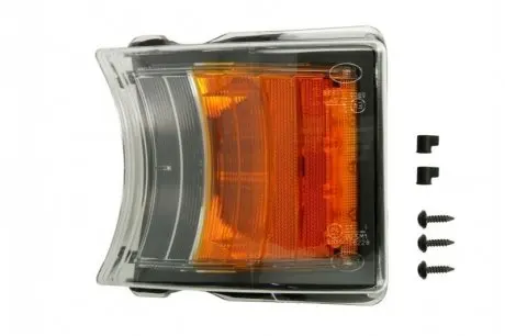 Лампа сигналу повороту переднього Лів/Прав (колір скла: помаранч, H21W/LED, включає денні ходові вогні, чорне покриття кількість діодів LED: 4/8) SCANIA G I, P I, R I, T 01.03-05.19 GIANT 131SC01253U