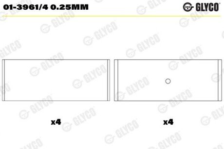 PANEWKI KOR. VW 1.6 0.25MM KPL. Glyco 01-3961/4 0.25MM