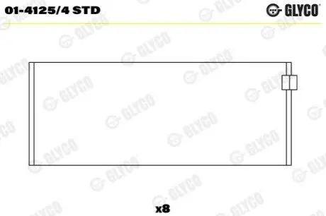 Вкладиші шатунні, комплект (STD) CITROEN BX PEUGEOT 205 II, 305 II, 309 I, 309 II, 405 I 1.9 10.82-12.94 Glyco 01-4125/4 STD