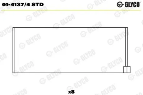 Вкладиші шатунні, комплект (STD) ARO SPARTANA RENAULT 10, 11, 4, 5, 6, 8, 9, CLIO I, RAPID, RODEO 5, SUPER 5, TWINGO I 1.0/1.1/1.2 11.62-10.06 Glyco 01-4137/4 STD