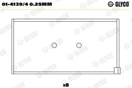 Пiдшипник шатуна (к-кт) Glyco 01-4139/4 0.25MM (фото 1)