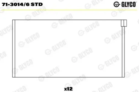 Вкладиші шатунні, комплект (STD) PORSCHE 911, 911 TARGA 3.0 03.74-10.83 Glyco 7130146STD