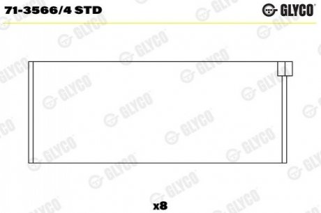 Подшипник шатуна (к-кт) Glyco 71-3566/4 STD (фото 1)