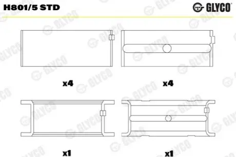 Вкладиш колінвалу Glyco H8015STD Купити в Україні