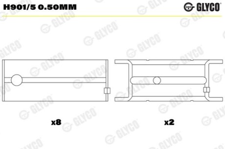 Комплект вкладышей двигателя Glyco H901/5 0.50MM