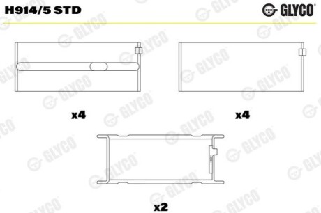 Підшипник колінвалу Glyco H9145STD (фото 1)