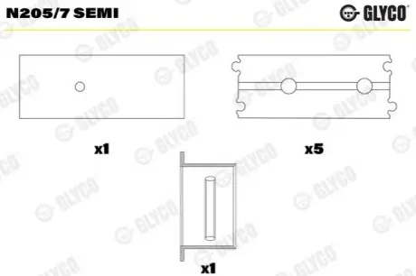 Підшипник розподільного вала MERCEDES ATRON, AXOR, AXOR 2, CAPACITY, CITARO 2, CITARO (O 530), CONECTO (O 345), INTEGRO (O 550), INTOURO, O 403, TOURISMO (O 350) OM447.947-OM457-T5 Glyco N2057SEMI
