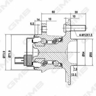 TOYOTA Підшипник маточини задньої. YARIS 1.2/1.5 13- GMB GH35080A (фото 1)