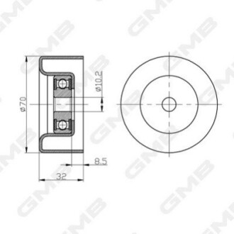 TOYOTA Ролик паразитный Land Cruiser 4,0 03-, LEXUS RX350. GMB GTC0410 (фото 1)