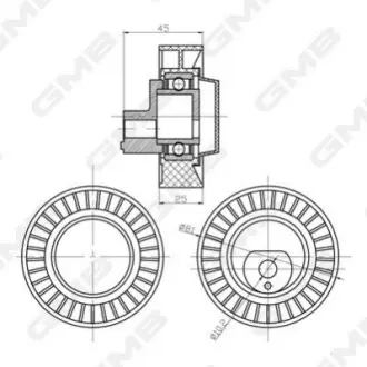 Фото BMW Ролик направляющий клинового ремня 320/325/520/525 M50 90- GMB (GTC0500) зображення 1