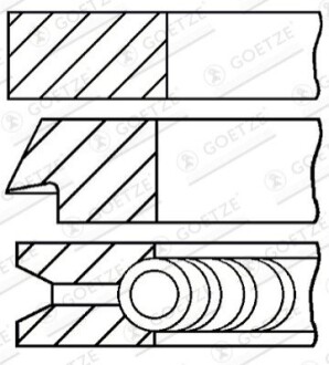 Кольца поршневые GOETZE 08-101400-00 (фото 1)