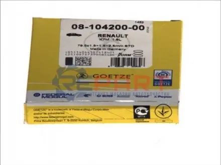 Кільця поршневі (к-кт на 4 поршя) Renault Kangoo 1.6 16V 01- (79.50mm/STD) (1.5x1.5x2.5) GOETZE 0810420000 Купити в Україні
