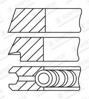 Кольца поршневые VW Caddy/Golf/Passat 1.6/1.8/2.2i 83- (81.00mm/STD) (1.5-1.75-3) GOETZE 0810940030