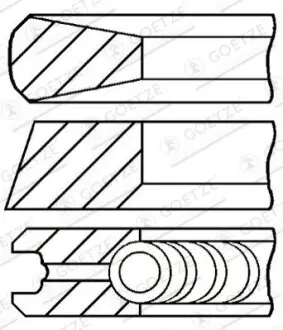 85,6 (+0,6) 3,5-2-8 Комплект поршньових кілець VOLVO C30, C70 II, S40 I, S40 II, S80 II, V50, V70 III CITROEN BERLINGO, C4, C4 GRAND PICASSO I, C4 I 2.0D/2.2D 06.98- CITROEN PEUGEOT GOETZE 08-114708-00