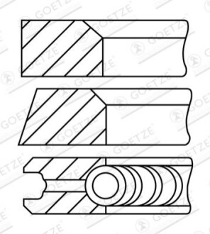 Кільця поршневі Peugeot 305 1.9 GTI/D 82-88 (83.00mm/STD) (1.5-1.5-4) (1cyl) GOETZE 0832240010 (фото 1)