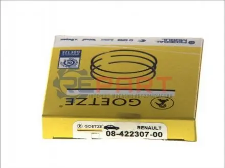80,5 (+0,5) 2,5-2-231 Комплект поршньових кілець RENAULT ESPACE IV, GRAND SCENIC II, GRAND SCENIC III, LAGUNA I, LAGUNA II, MEGANE, MEGANE II, MEGANE III, SCENIC II 1.9D 10.97- RENAULT GOETZE 0842230700